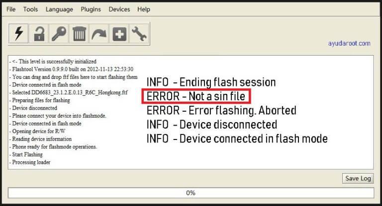 Error Not a sin file en Flash Tool